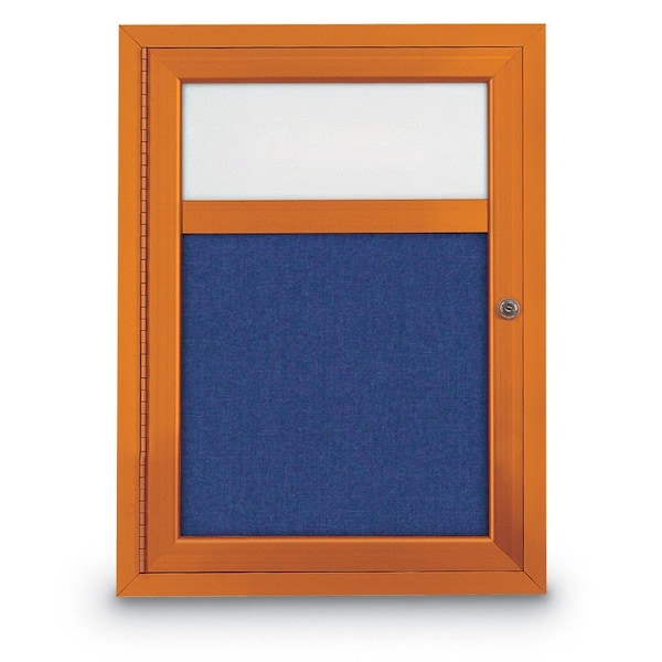 Slim Enclosed Corkboard, 30"x30", Bronze Alum Frame/Medium Grey